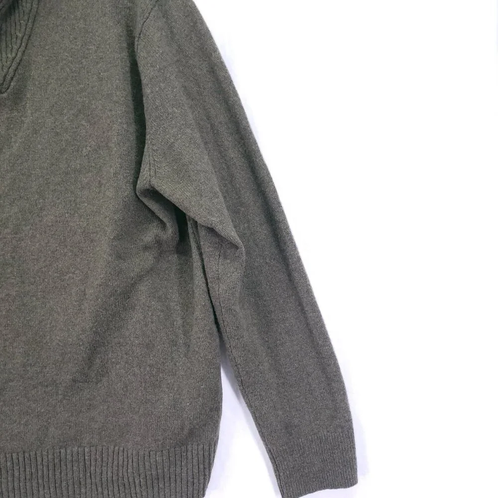 J.Crew Sweater Green XL Merino Wool Blend Speckled Shawl Collar Rugged Men